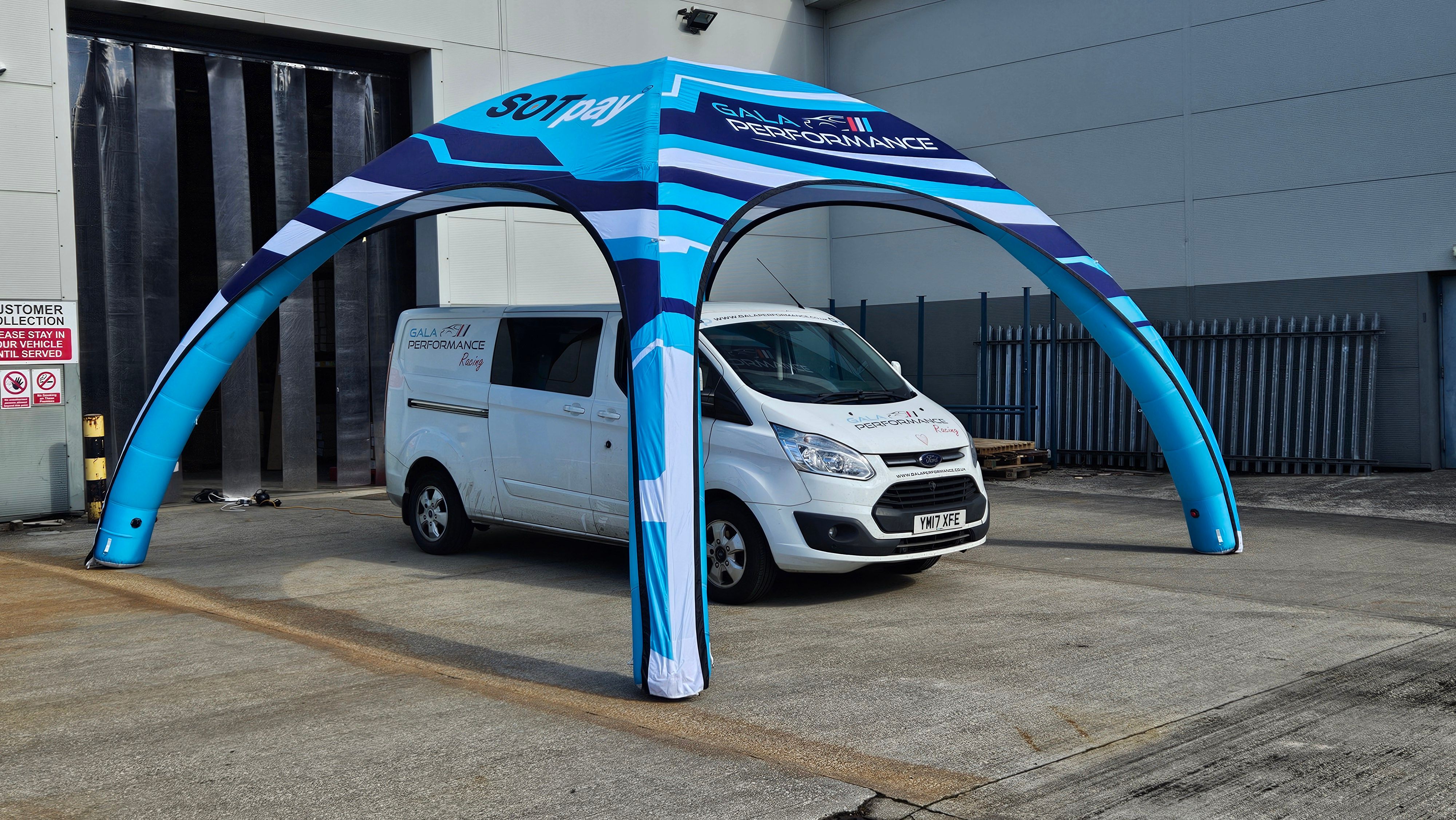 Printed inflatable tent