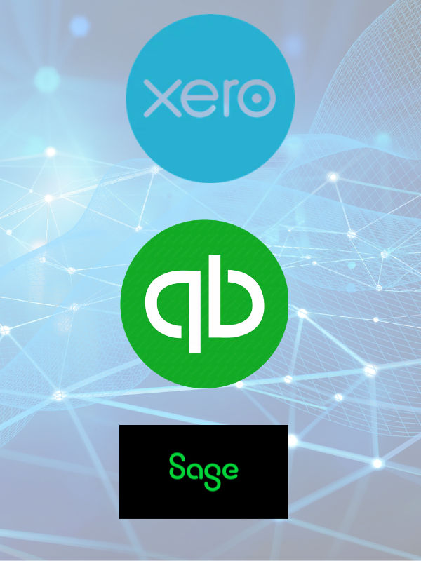 Xero, QUickbooks and Sage logos