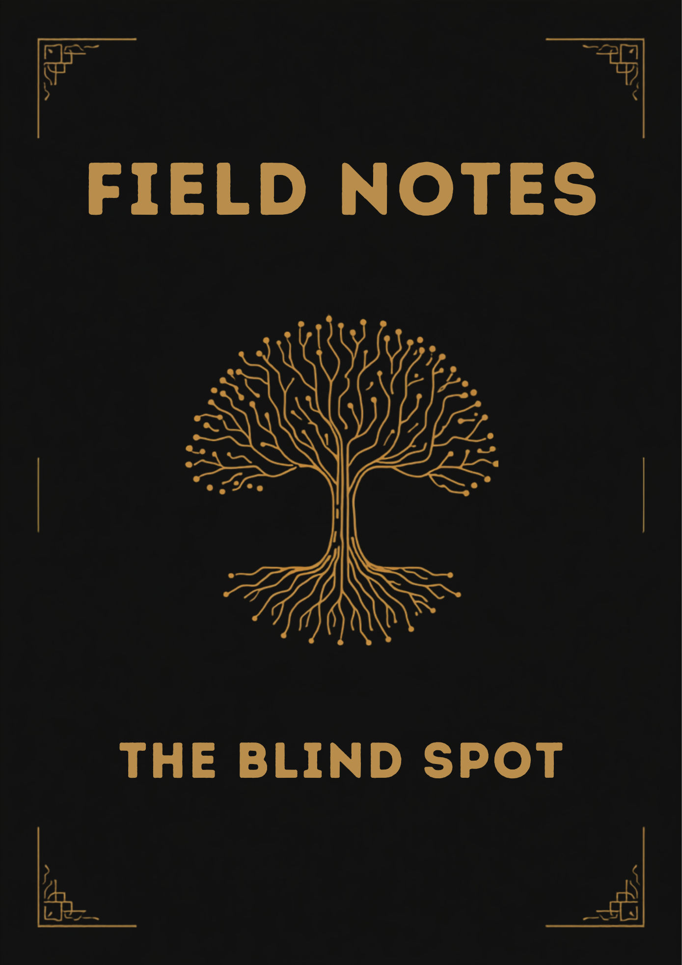 A golden tree icon on a black background, the headline reads "Field Notes" and the lower title is the blind spot