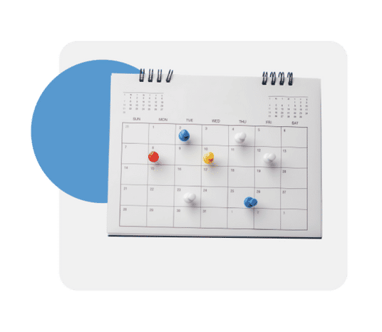 calendar with pins in random dates