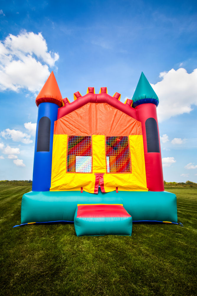 bouncy castle on grass