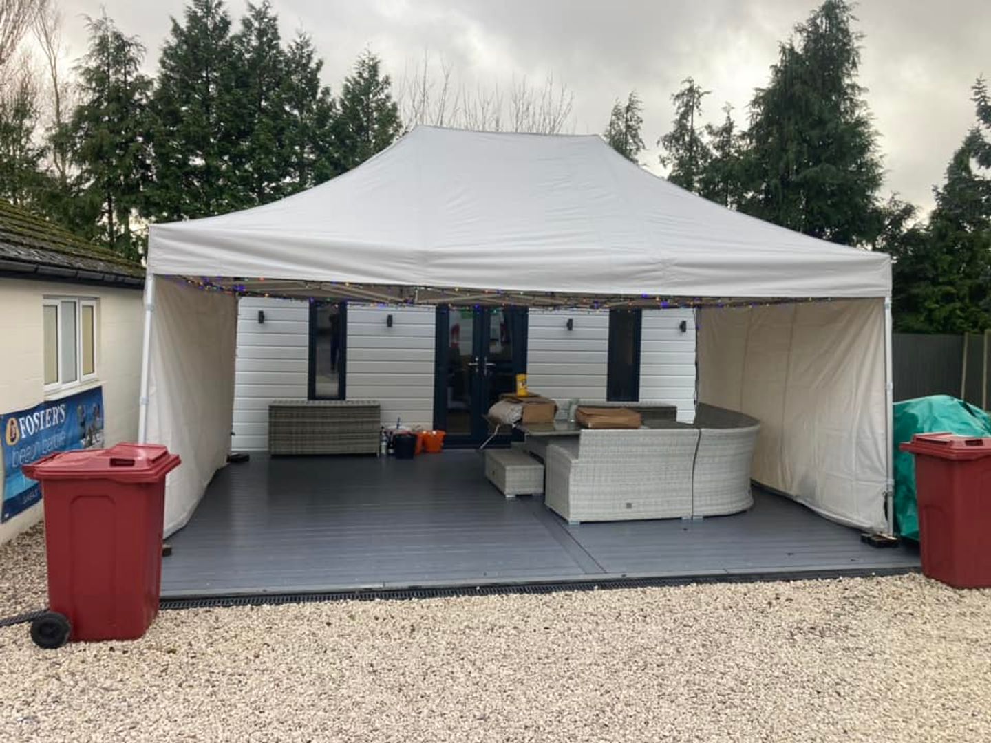 camping gazebo pitched at a campsite