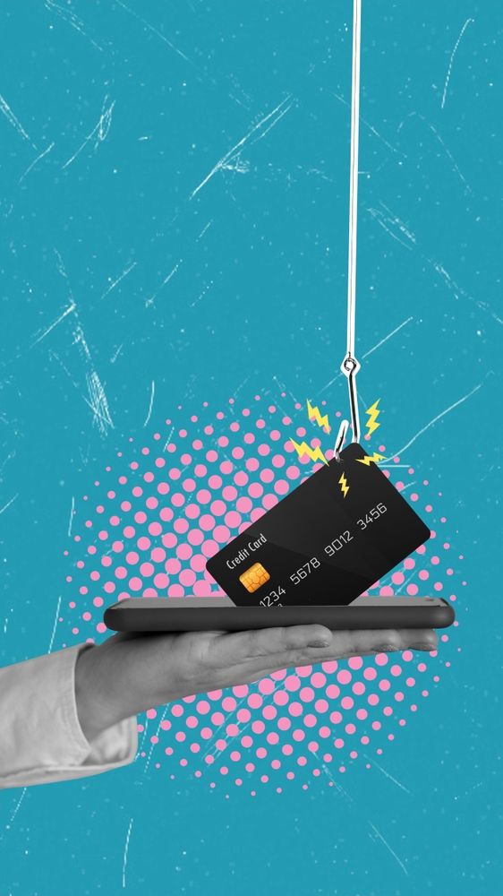 A payment card is "stolen" from a smartphone using a fishing hook and line