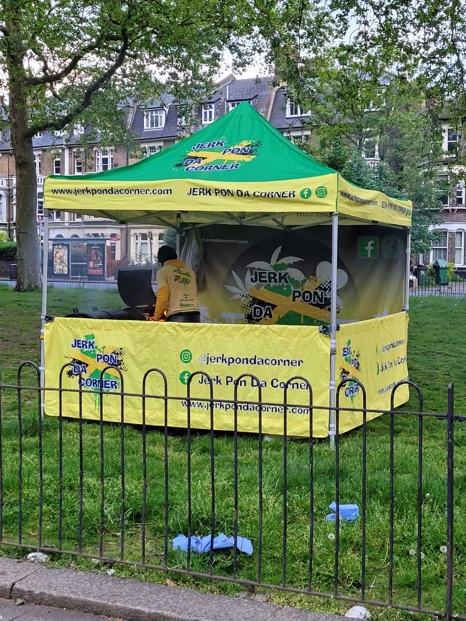 Caribbean food stall with printed gazebo