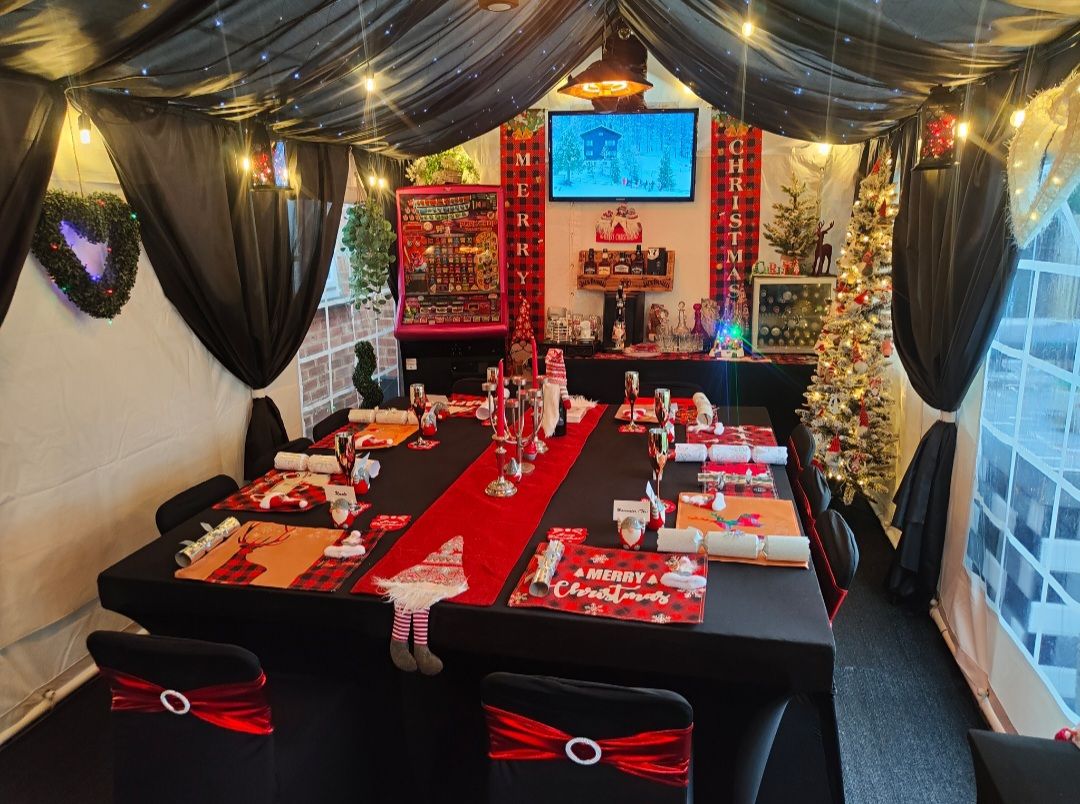 christmas dinner inside a marquee