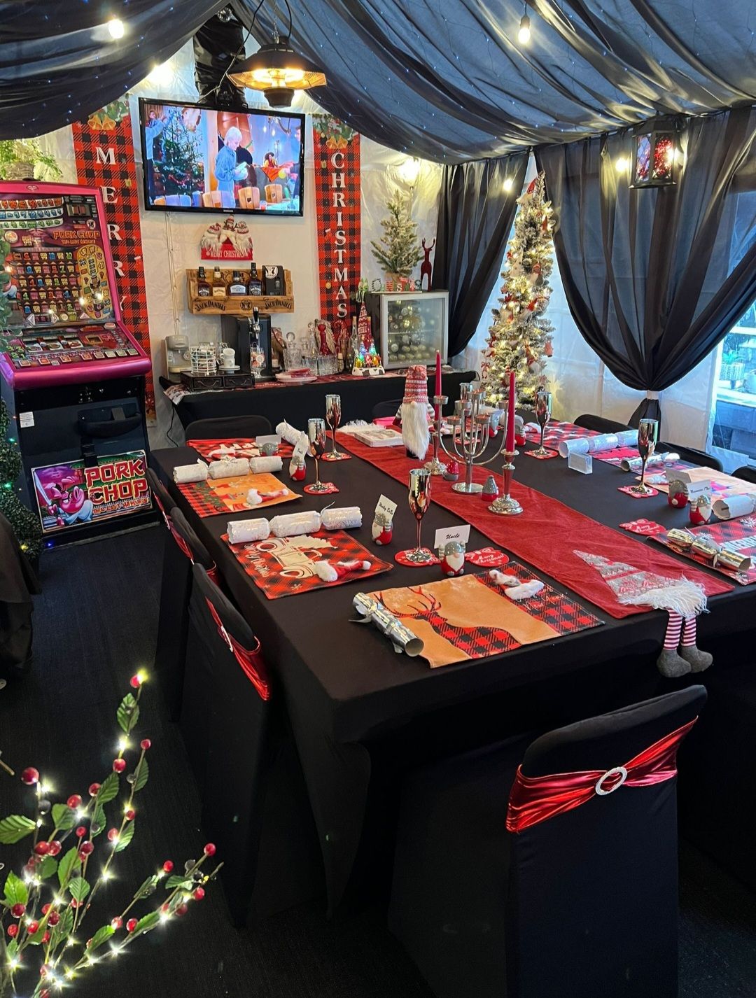 Christmas dinner in a marquee