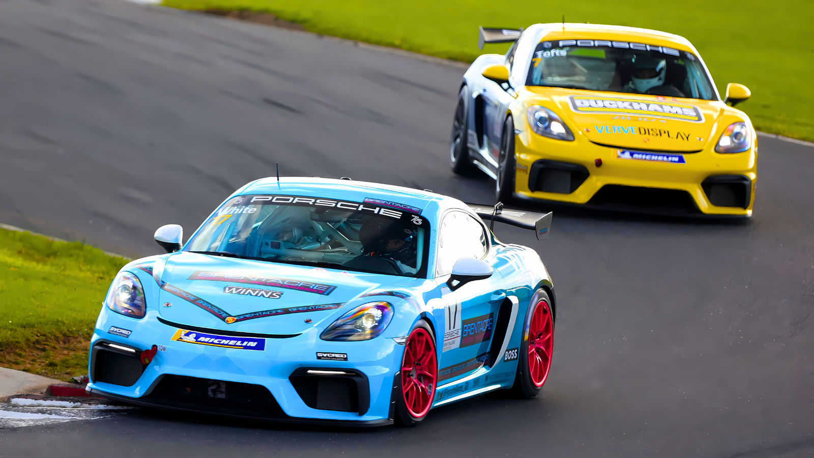 Porsches on race track