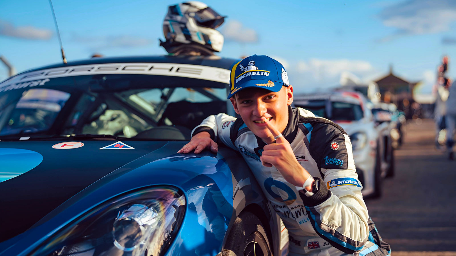 Race driver with porsche