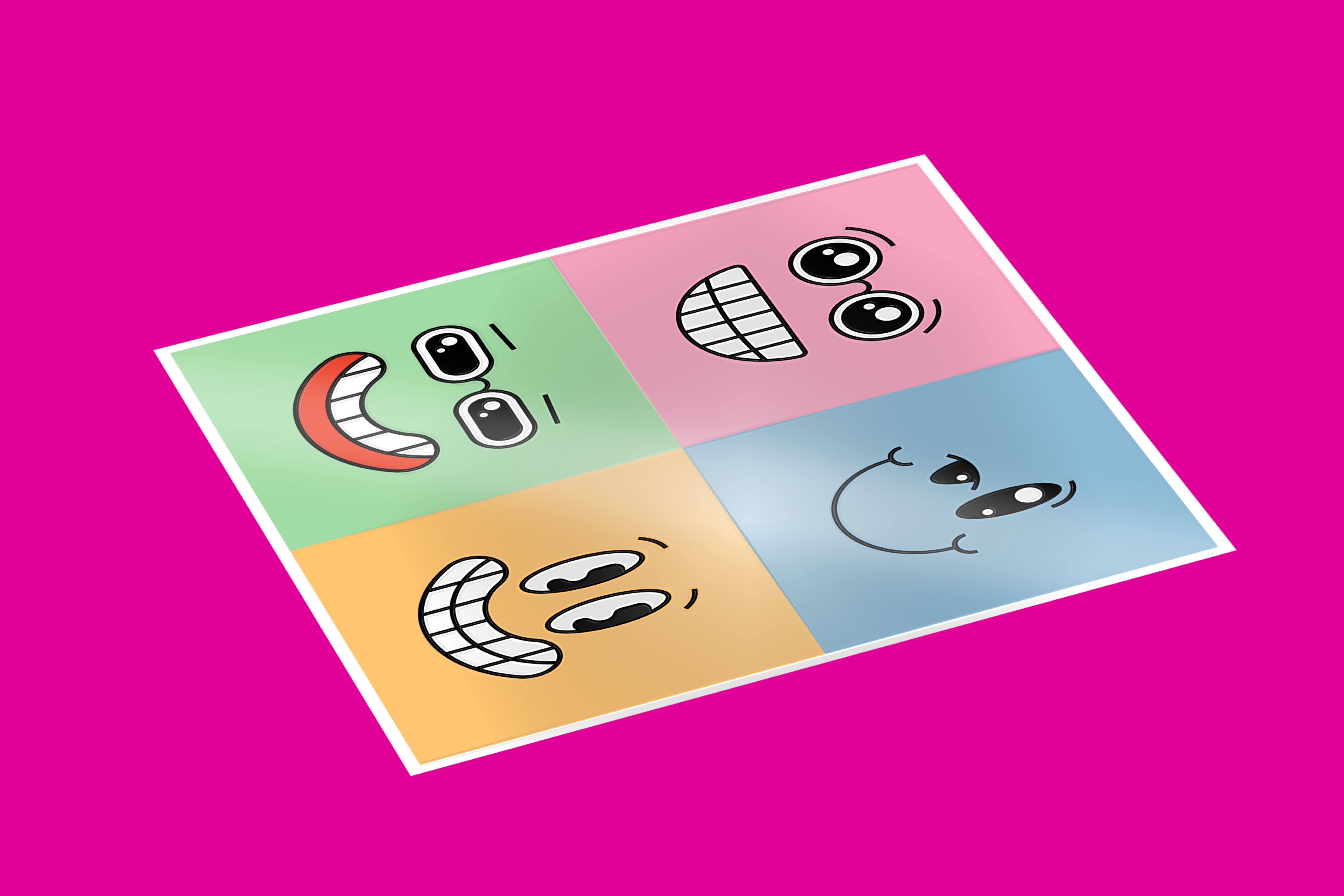 printed greeter stand on pink background