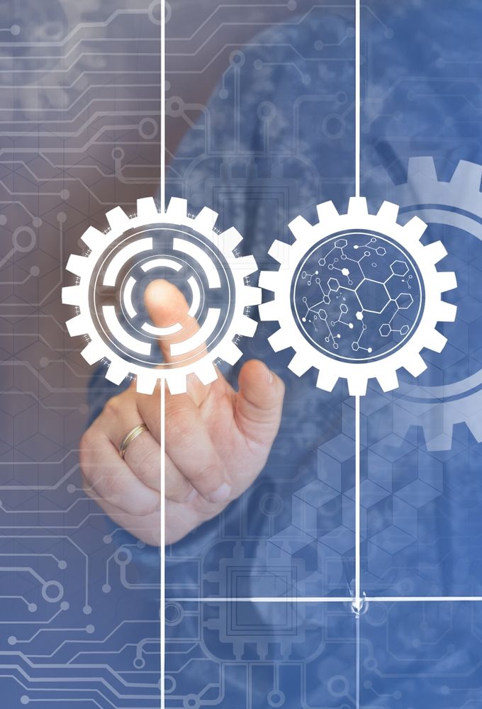 gears icon with finger pressing 