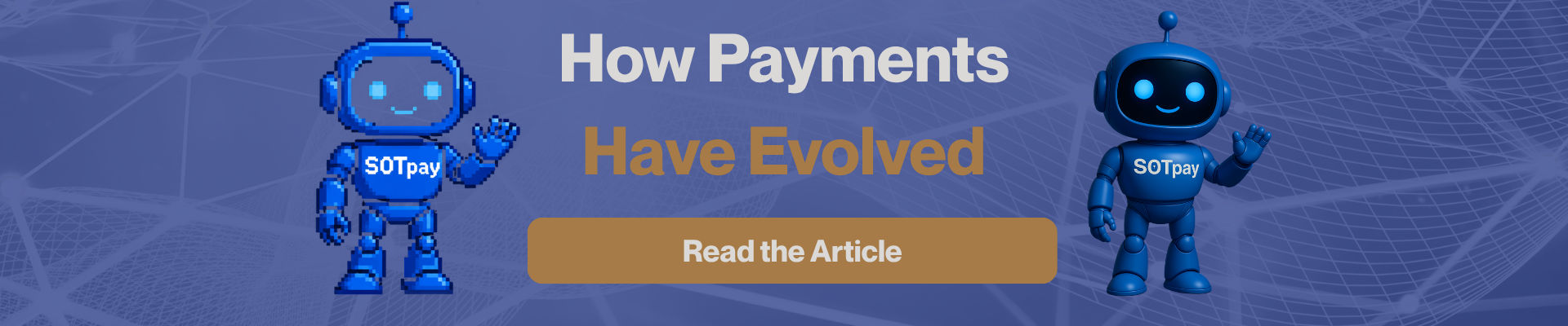 how payments have evolved with 8 bit robot evolved into CGI smooth robot