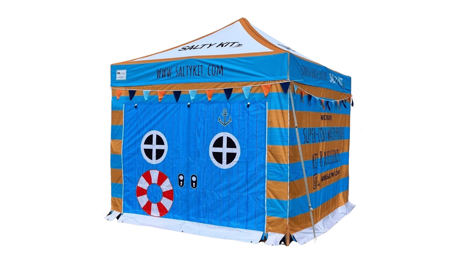 printed gazebo designed to look like a beach hut