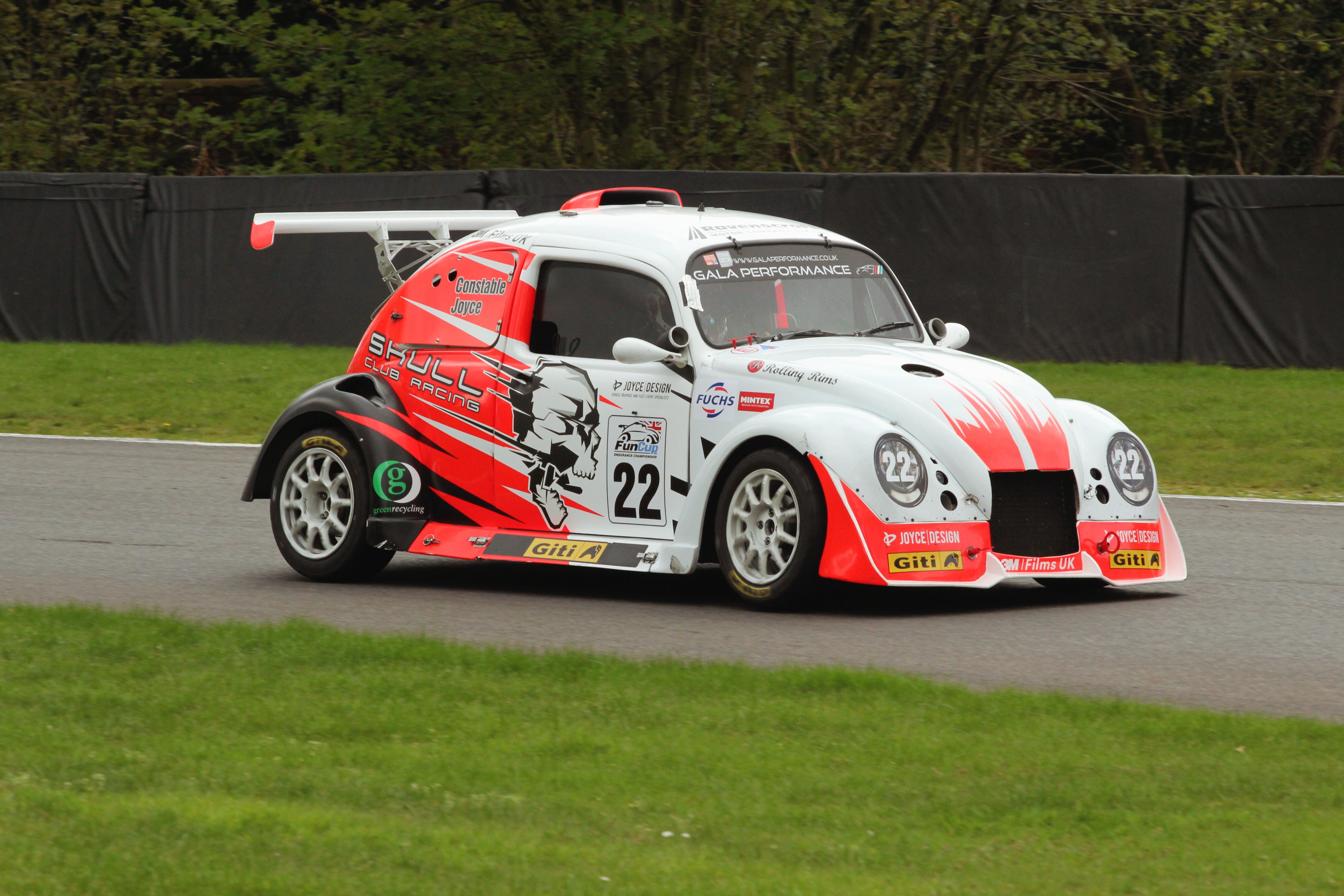Sponsored Fun Cup race car on track