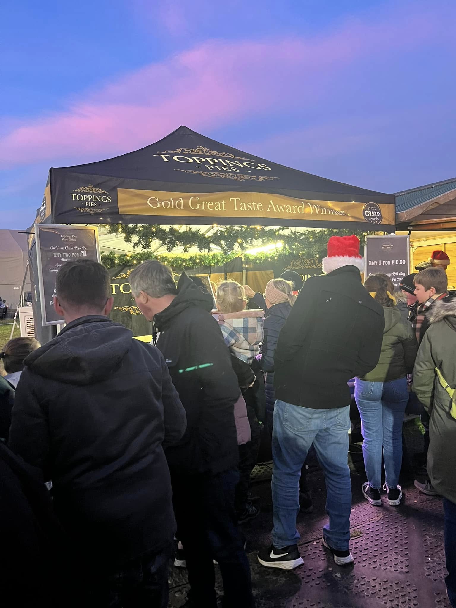 black gazebo belonging to pie vendor