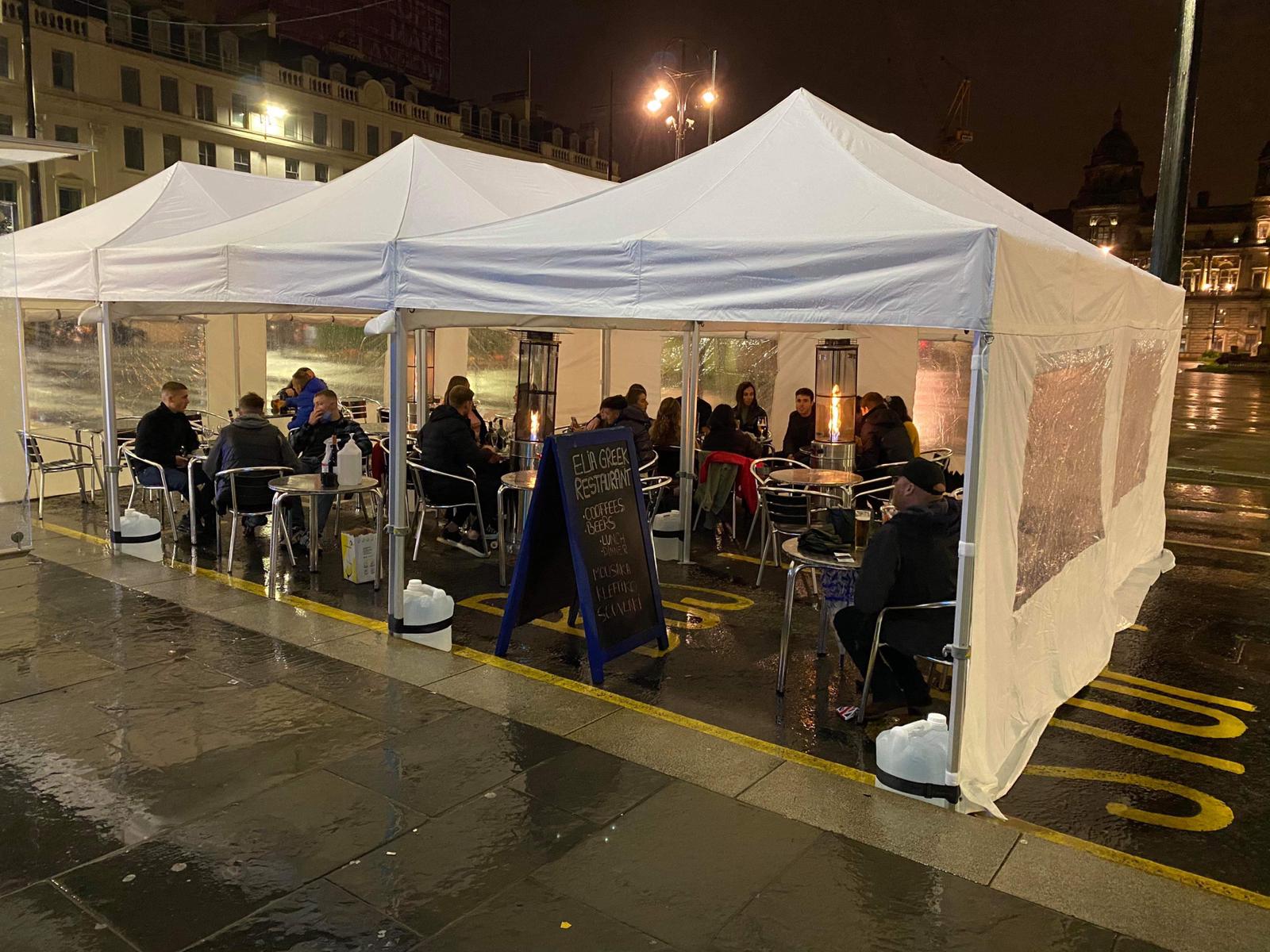 gazebos outside cafe