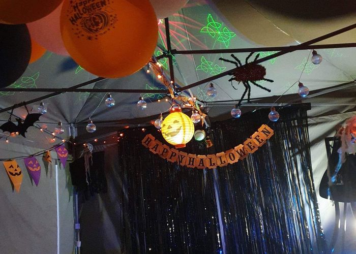 Gazebo transformed into a Halloween attraction