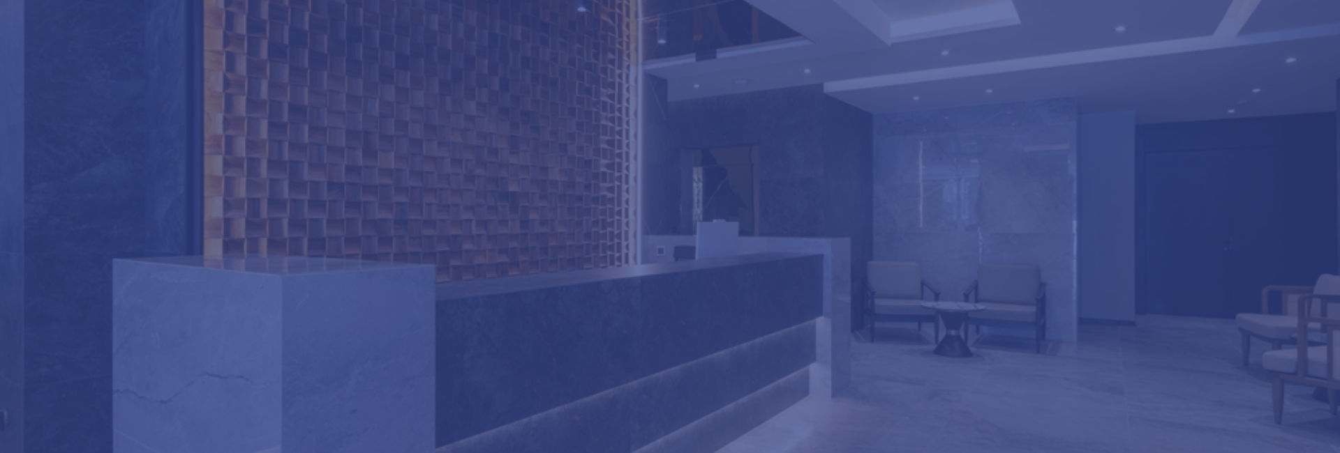 hotel lobby under blue overlay