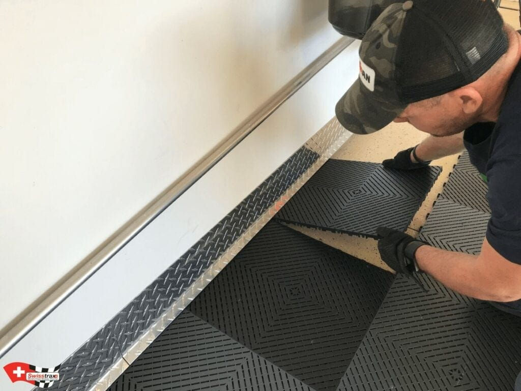 installing edge of modular flooring