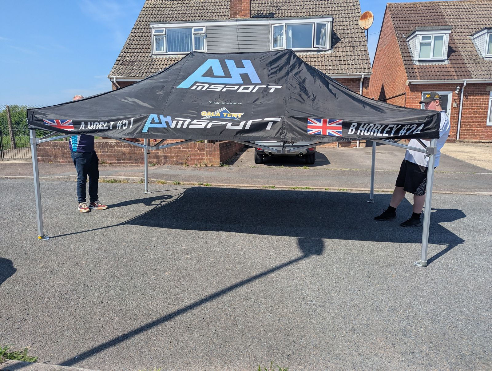 Stretching out Alex's new gazebo