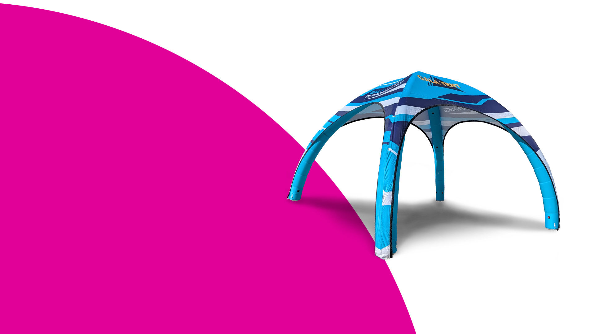 inflatable arch and dome tent at a trade show