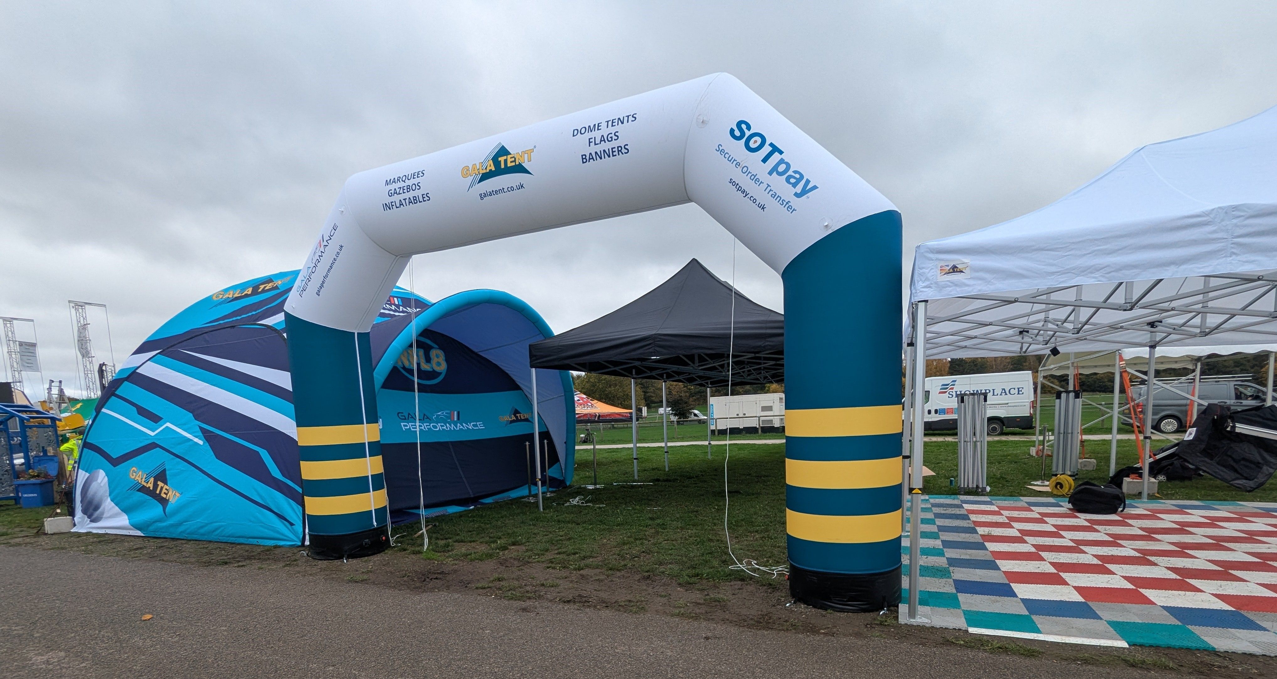 branded inflatable arch at trade show
