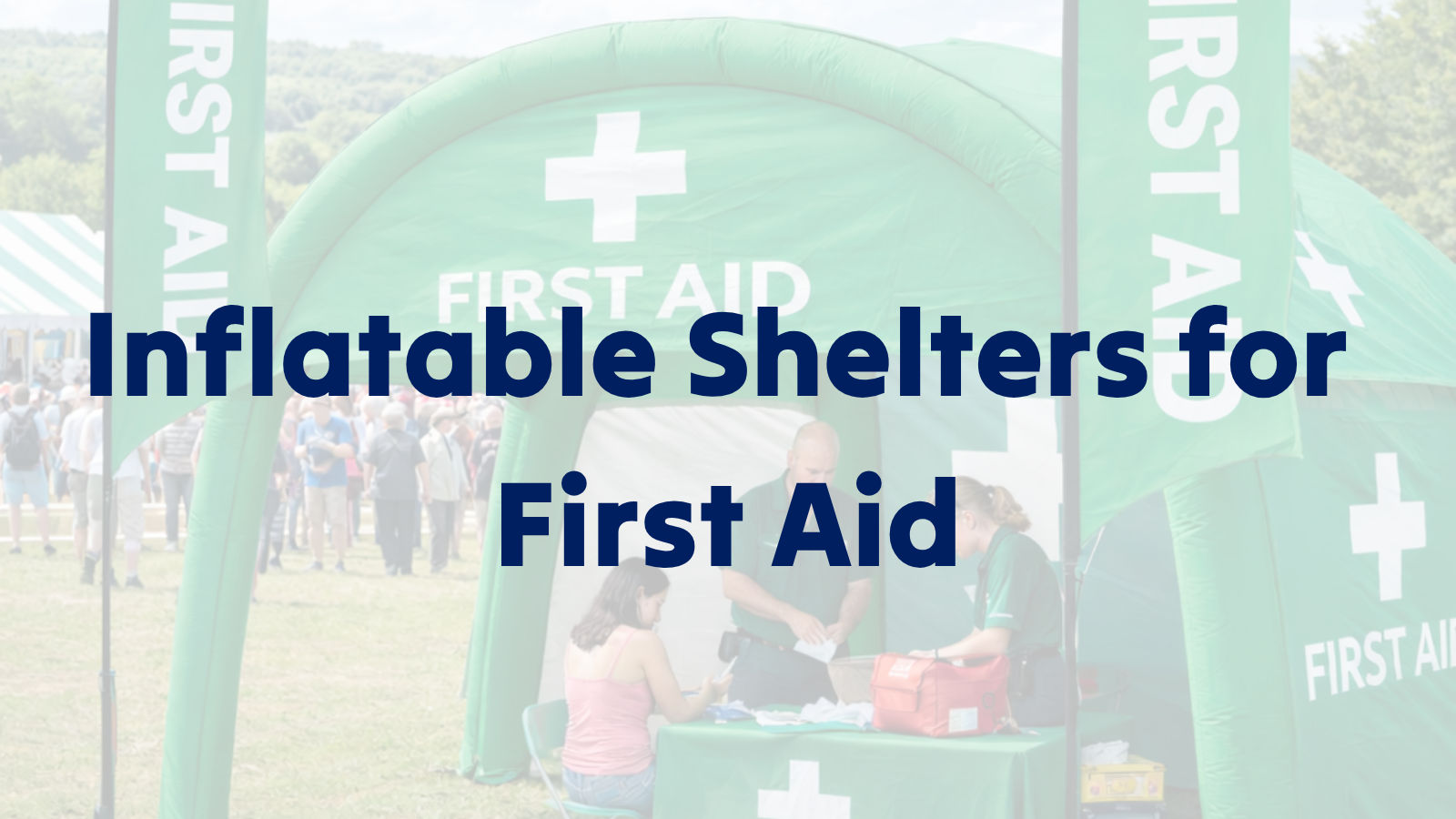 link box directing visitors to inflatable shelters for first aid