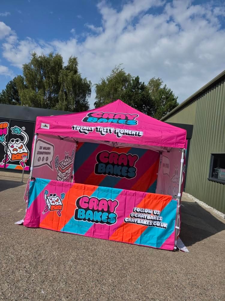 colourful gazebo using their recognisable colour scheme