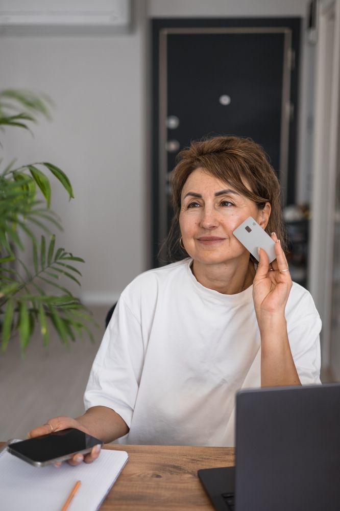 lady makes payment by phone