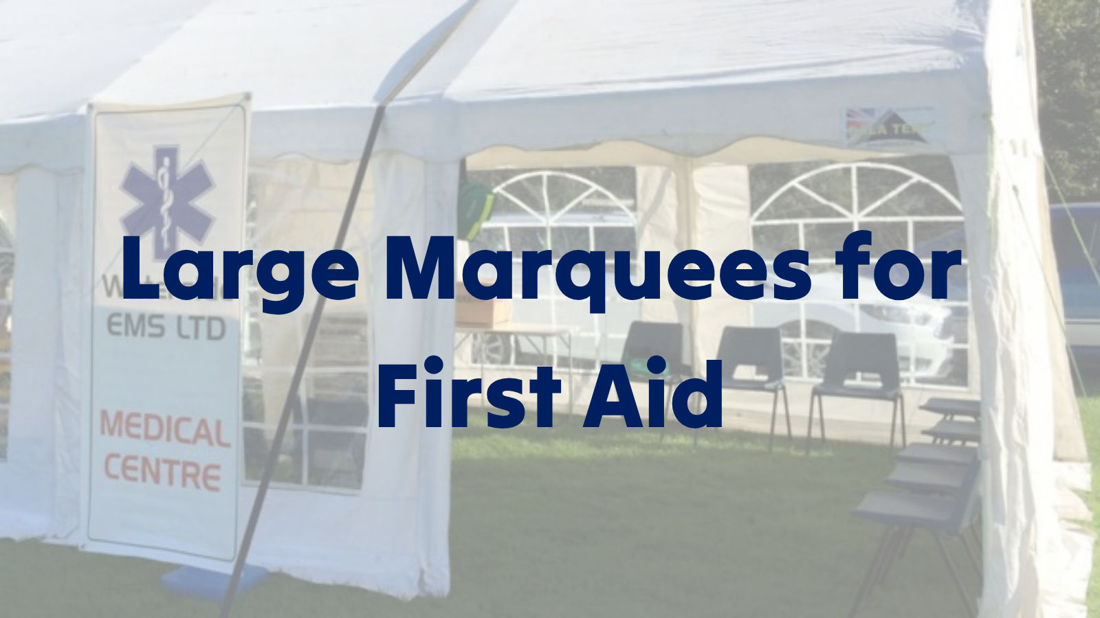 link box directing visitors to large marquees for first aid