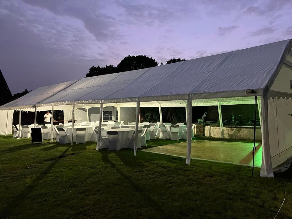 large marquee in a garden