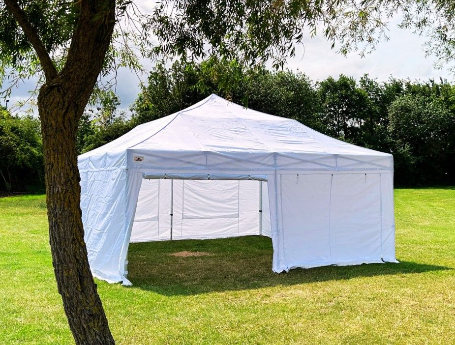 a large white pop up marquee