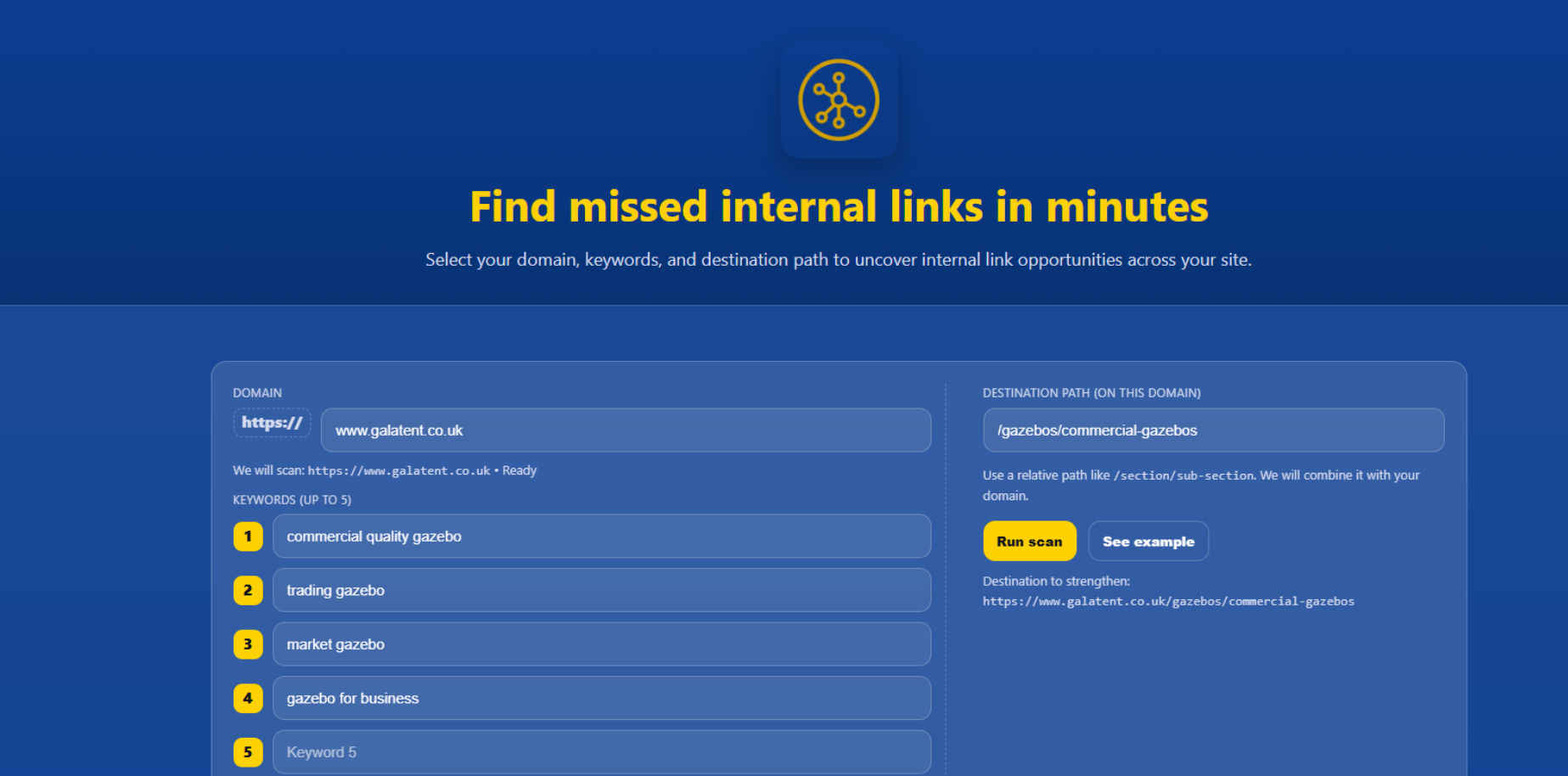 lennon tree connect keyword input screen