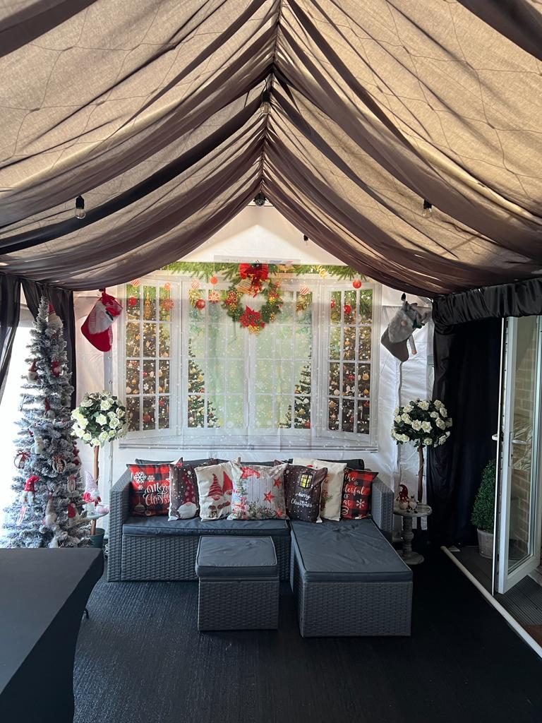 Christmas celebrations in a marquee