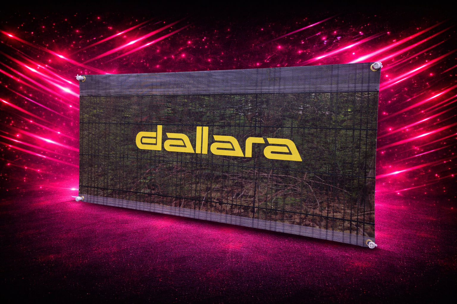 mesh pvc banner on black and pink