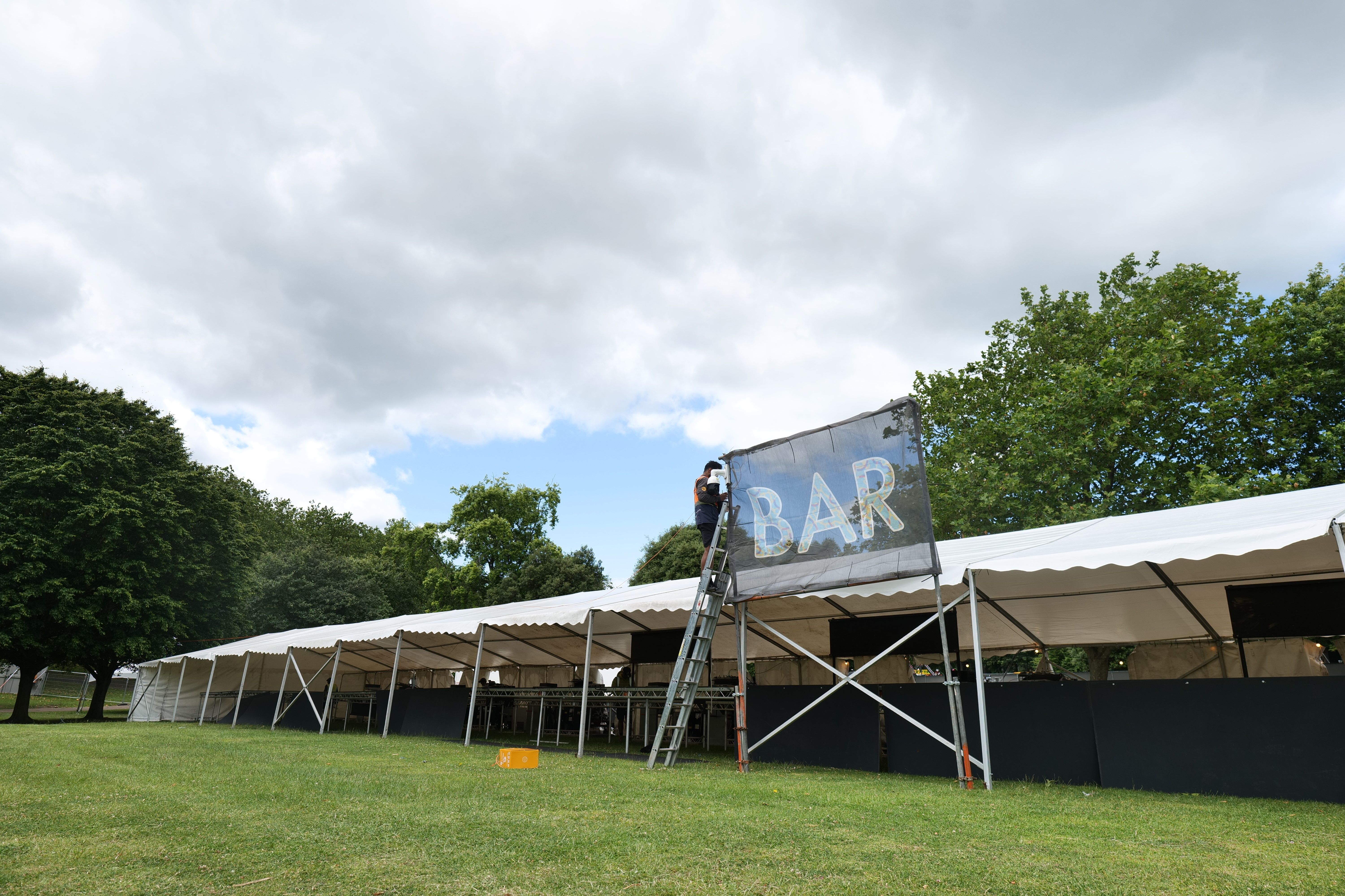 extra large hire marquee used as festival bar tent