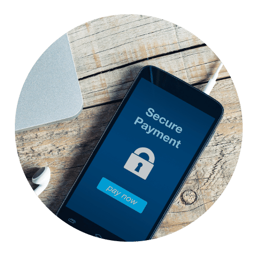 smart phone with secure payment on the screen