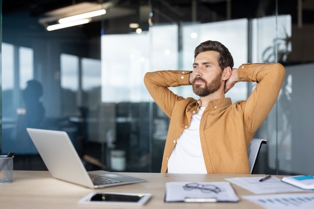 Professional person on laptop working calmly
