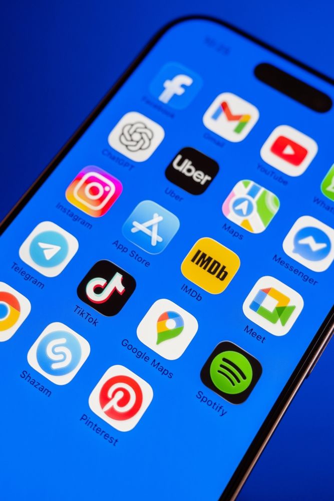 Phone showcasing social media apps