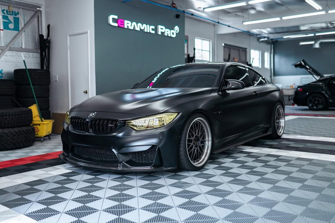 BMW ready for detailing in swisstrax detailing bay