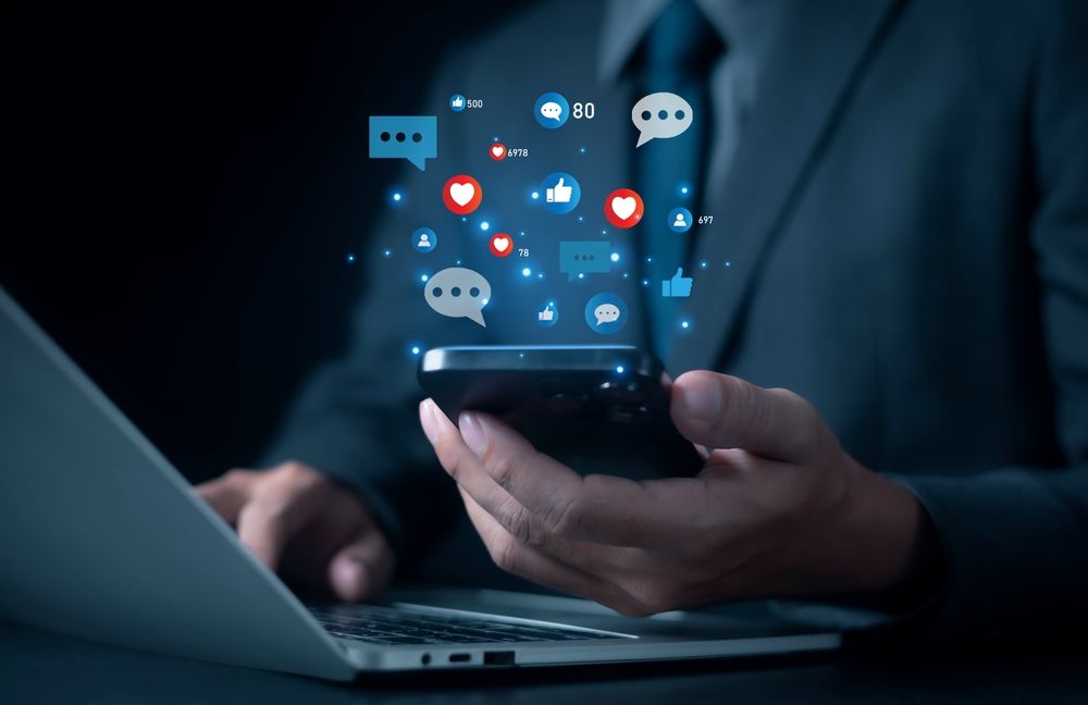 social media icons on smart phone