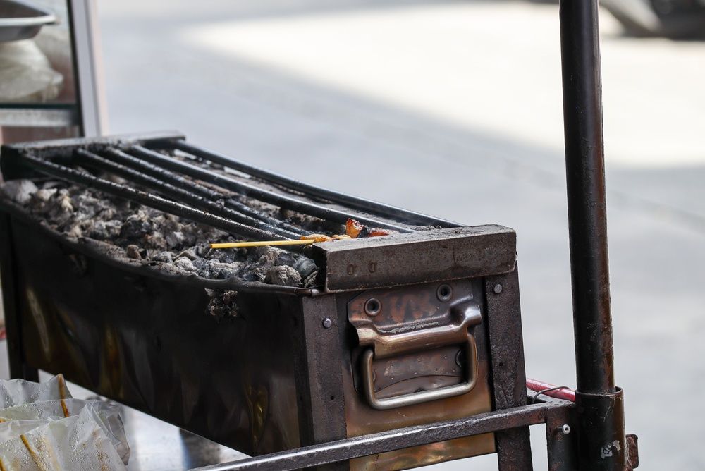 large barbecue grill for street food