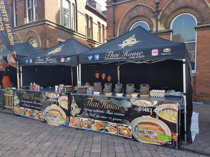 A street food gazebo selling indian food