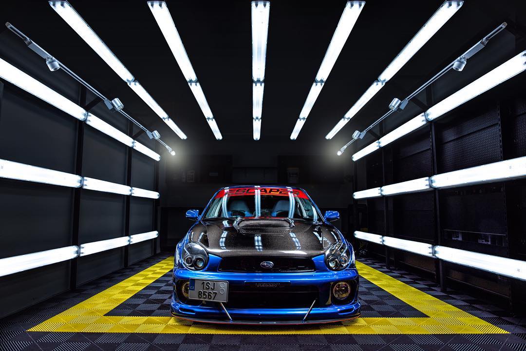 Subaru in well lit environment on swisstrax