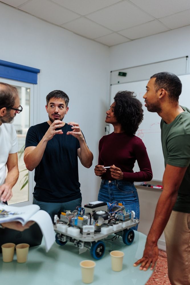 college students discuss engineering