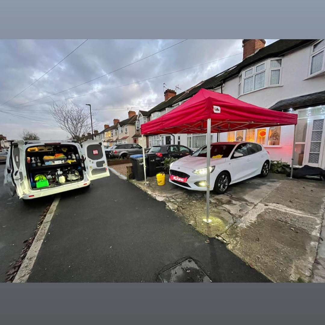Car under valeting gazebo