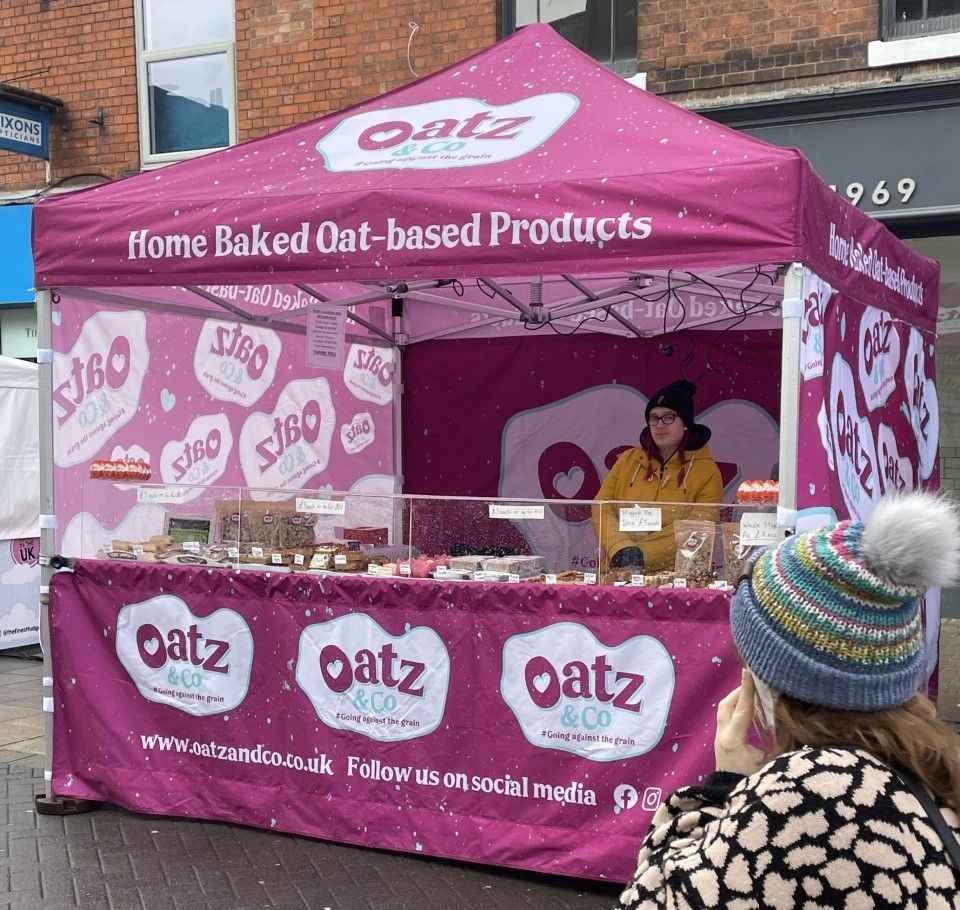 Purple printed catering gazebo