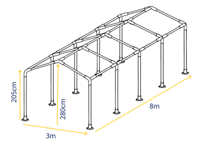 3m x 8m Marquee Frame Specifications – Detailed Frame Structure for Garden Marquees and Party Tents