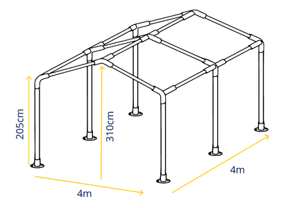 4m x 4m Marquee Frame Specifications – Detailed Frame Structure for Garden Marquees and Party Tents