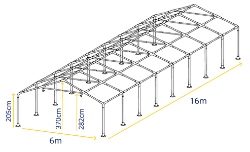 6m x 16m Marquee Frame Specifications – Detailed Frame Structure for Garden Marquees and Party Tents