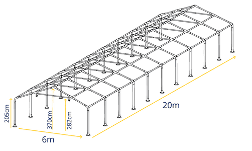 6m x 20m Marquee Frame Specifications – Detailed Frame Structure for Garden Marquees and Party Tents